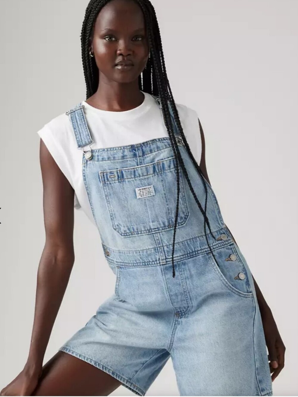 New Levi's Utility Shortalls in Light Wash, Size L